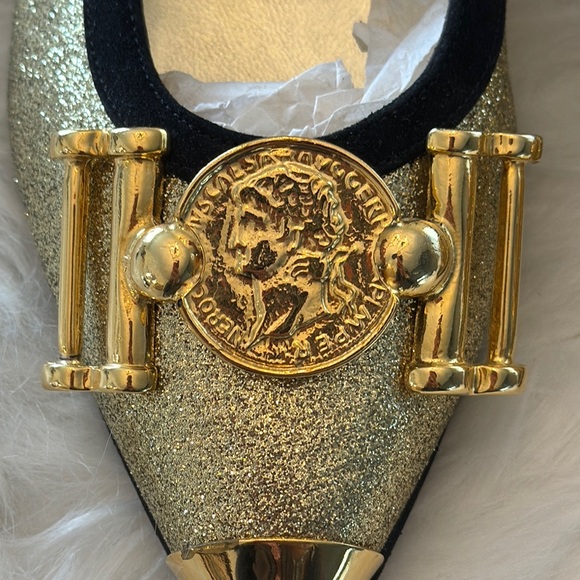 NWOT Vintage Enzo Albanese Roma Gold Coin Suede Embellished Flats size EU 36.5 - Picture 4 of 12